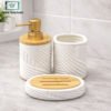 Elegant 3-Piece Bathroom Accessories Set 2 Elegant 3 piece bathroom accessories set with soap dispenser toothbrush holder and soap dish black and white