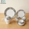 Elegant Porcelain Tea Set 24 Pieces 2 Elegant porcelain tea set with silver rim