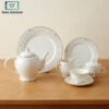 Elegant Porcelain Tea Set 24 Pieces 2 Elegant porcelain tea set with silver rim