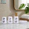 Ceramic Bathroom Set 4-Piece 1 Elegant 3 piece bathroom set with soap dispenser toothbrush holder and soap dish black and white