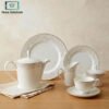 Elegant Porcelain Tea Set 24 Pieces 1 Elegant porcelain tea set with silver rim