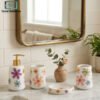 Ceramic Bathroom Set 4-Piece 2 Elegant 3 piece bathroom set with soap dispenser toothbrush holder and soap dish black and white