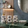 Ceramic Bathroom Set 4-Piece 1 Elegant 3 piece bathroom set with soap dispenser toothbrush holder and soap dish black and white