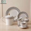 Elegant Porcelain Tea Set 24 Pieces 2 Elegant porcelain tea set with silver rim
