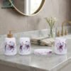 Ceramic Bathroom Set 4-Piece 1 Elegant 3 piece bathroom set with soap dispenser toothbrush holder and soap dish black and white