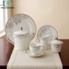 Elegant Porcelain Tea Set 24 Pieces - Floral 2 Elegant porcelain tea set with silver rim