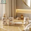 Ceramic Bathroom Set 4-Piece 1 Elegant 3 piece bathroom set with soap dispenser toothbrush holder and soap dish black and white