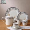 Luxury Porcelain Tea Set 24 Pieces - Floral Design 1 Elegant porcelain tea set with silver rim