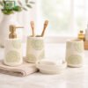 Ceramic Bathroom Set 4-Piece - Light Green 1 Elegant 3 piece bathroom set with soap dispenser toothbrush holder and soap dish black and white