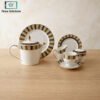 Elegant Porcelain Tea Set 24 Pieces 1 Elegant porcelain tea set with silver rim