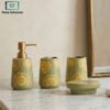 Ceramic Bathroom Set 4-Piece - Dark Green 1 Elegant 3 piece bathroom set with soap dispenser toothbrush holder and soap dish black and white