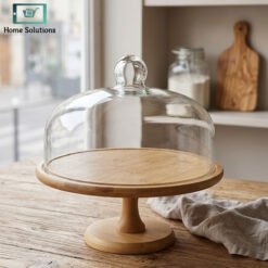 Elegant revolving cake stand with glass dome lid luxury rotating dessert display and serving stand