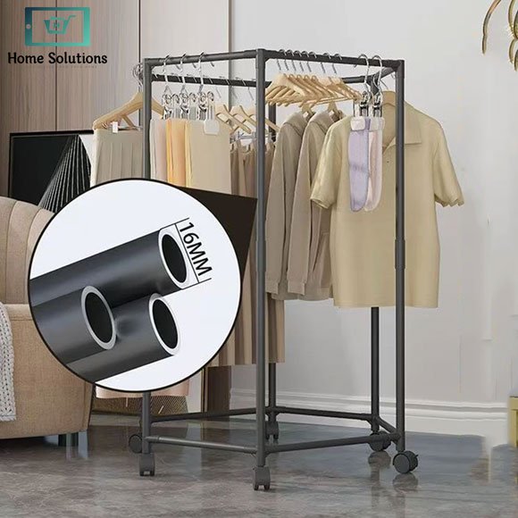 Hexagonal Rotating Clothes Rack with Wheels | Metal Movable Clothing Storage Stand 7 Hexagonal Rotating Clothes Rack with Wheels | Metal Movable Clothing Storage Stand - Image 5