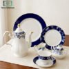 Elegant Porcelain Tea Set 24 Pieces - Blue and White Floral 2 Elegant porcelain tea set