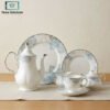 Elegant Porcelain Tea Set 24 Pieces - Blue Floral 1 Elegant porcelain tea set