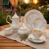 Elegant Super Bone China Tea Set 24 pcs - Floral Design 2 Super Bone China Tea Set with Floral Design and Gold Accents