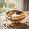 Luxury Dry Fruit Serving Dish - Bamboo 1 Luxury round bamboo dry fruit serving dish for snacks sweets chocolates and elegant dining table serving