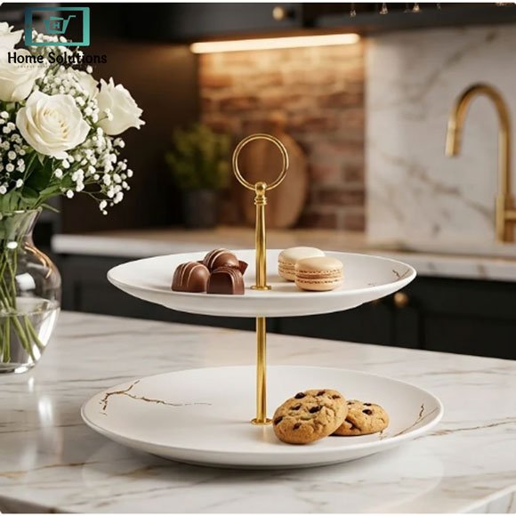 Winsor England Luxury 2-Tier Serving Stand - Black 2 Winsor England luxury 2-tier serving stand