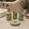 Ceramic Bathroom Accessories Set 4-Piece 2 Elegant 4-Piece Ceramic Bathroom Accessories Set with Gold Soap Dispenser, Toothbrush Holder, Tumbler and Soap Dish