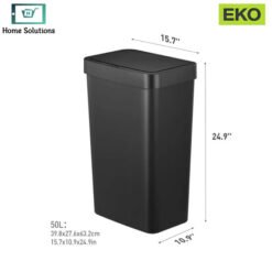 EKO Plastic Motion Sensor Trash Can Black 50L 18 EKO Plastic Motion Sensor Trash Can Dustbin Black 50L 8 - Home Solutions