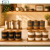 Luxury 3-Piece Ceramic Kitchen Storage Jar Set with Wooden Tray 2 Luxury ceramic kitchen storage jar set