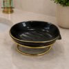Luxury Ceramic Soap Dish with Gold Metal Stand - Black 2 Luxury Glossy White Ceramic Soap Dish with Gold Rim and Gold Metal Stand for Modern Bathroom Countertops