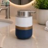 Premium Ceramic Soap Dispenser with Silver Pump 1 Premium Two-Tone Ceramic Soap Dispenser with Silver Stainless Steel Pump for Bathroom Countertop