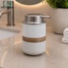 Premium Ceramic Soap Dispenser with Silver Pump 1 Premium Two-Tone Ceramic Soap Dispenser with Silver Stainless Steel Pump for Bathroom Countertop