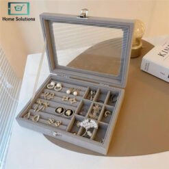 Velvet Jewellery Organizer Box with Transparent Lid 10 Velvet Jewellery Organizer - Home Solutions