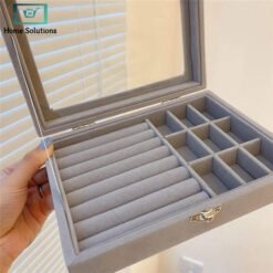 Velvet Jewellery Organizer Box with Transparent Lid 7 Velvet Jewellery Organizer2 - Home Solutions