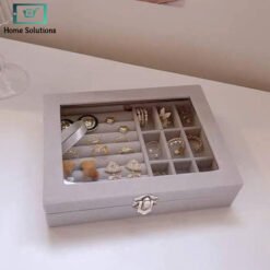 Velvet Jewellery Organizer Box with Transparent Lid 8 Velvet Jewellery Organizer3 - Home Solutions