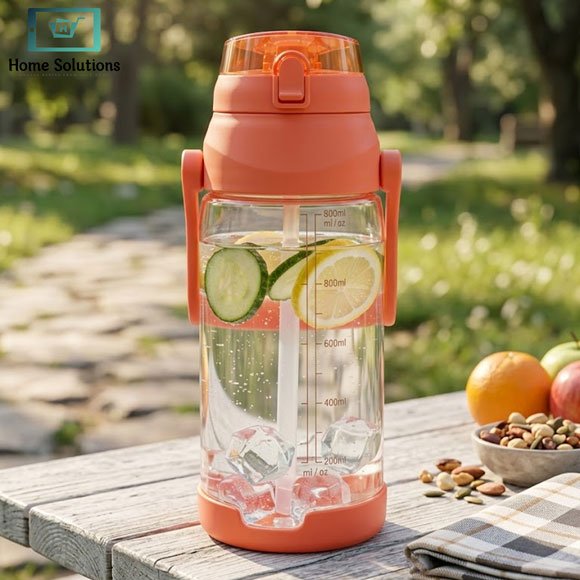 BPA-Free Plastic Water Bottle with Handle 3 Water bottle with stainless steel cap