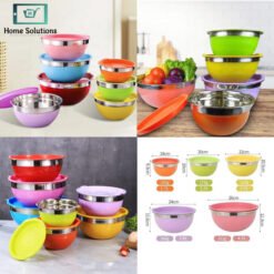 Stainless Steel Colourful 5-Piece Bowl Set with Lids 6 bowl - Home Solutions