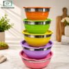 Stainless Steel Colourful 5-Piece Bowl Set with Lids 2 Stainless steel colourful bowl set 5 pieces
