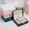 Luxury Double Layer Jewelry Organizer Box with Lock - Leather 1 Double layer jewelry organizer box