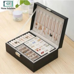Luxury Double Layer Jewelry Organizer Box with Lock - Leather 7 box1 1 - Home Solutions