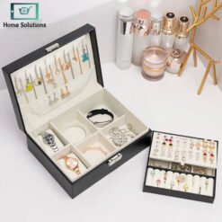 Luxury Double Layer Jewelry Organizer Box with Lock - Leather 8 box2 1 - Home Solutions