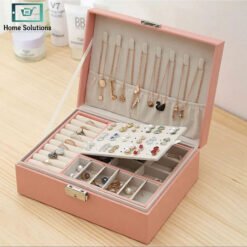 Luxury Double Layer Jewelry Organizer Box with Lock - Leather 10 box3 1 - Home Solutions