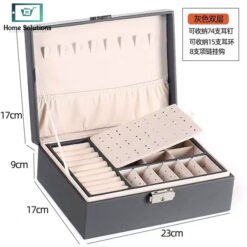 Luxury Double Layer Jewelry Organizer Box with Lock - Leather 9 box4 1 - Home Solutions