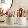 360° Rotating Dust Proof Makeup Organizer with Brush Holder 1 360 rotating dust proof makeup organizer