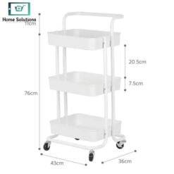 3-Tier Metal Trolley Cart with Wheels 9 cart3 - Home Solutions