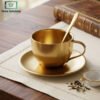 Stainless Steel Double Wall Espresso Cup Set with Saucer & Spoon 2 Double Wall Stainless Steel Coffee Cup Set Mug with Saucer