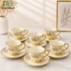 Elegant Cup & Saucer Set 6 Pcs - Gold Rim 2 Elegant black cup & saucer set gold rim