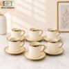 Elegant Cup & Saucer Set 6 Pcs - Golden Rim 2 Elegant black cup & saucer set gold rim