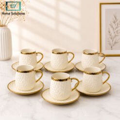 Elegant black cup & saucer set gold rim