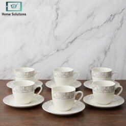 Elegant black cup & saucer set gold rim