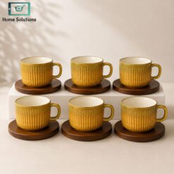 Luxury textured ceramic cup & saucer set