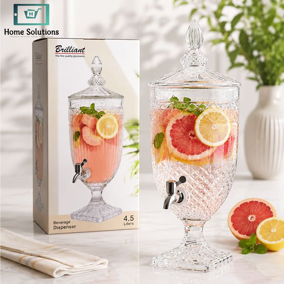 Glass Beverage Dispenser 4.5L - Geometric Crystal 2 Glass beverage dispenser 4.5L