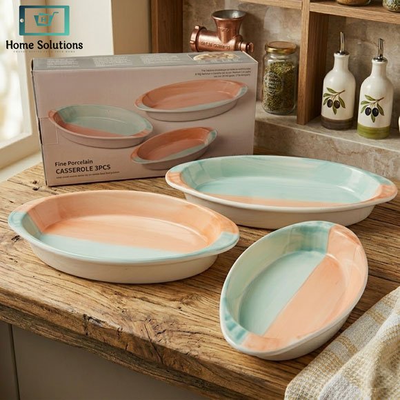 Danny Home 3-Piece Oval Ceramic Baking Dish Set 3 Danny Home 3-piece ceramic baking dish set