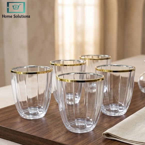 Premium Acrylic Drinking Glass Set of 6 Golden Rim 2 Premium acrylic glass set of 6